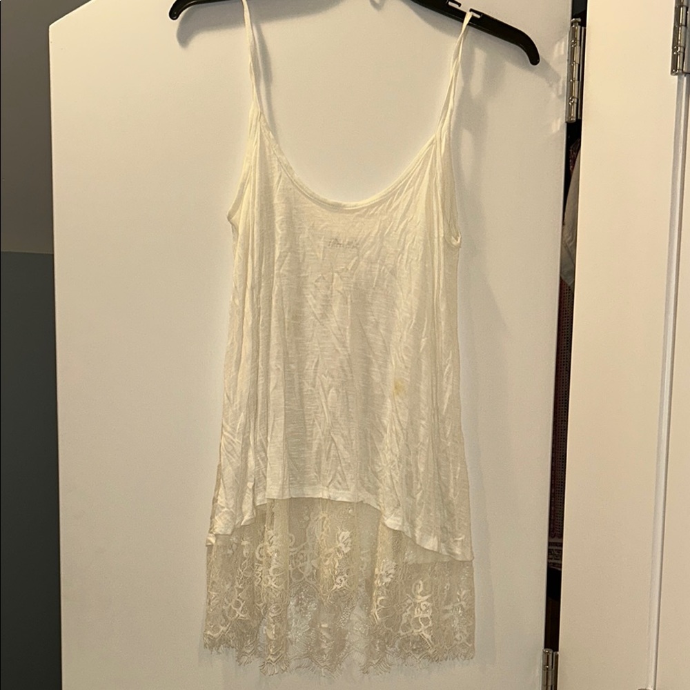 Cream sleeveless  Camisole with lace trim
